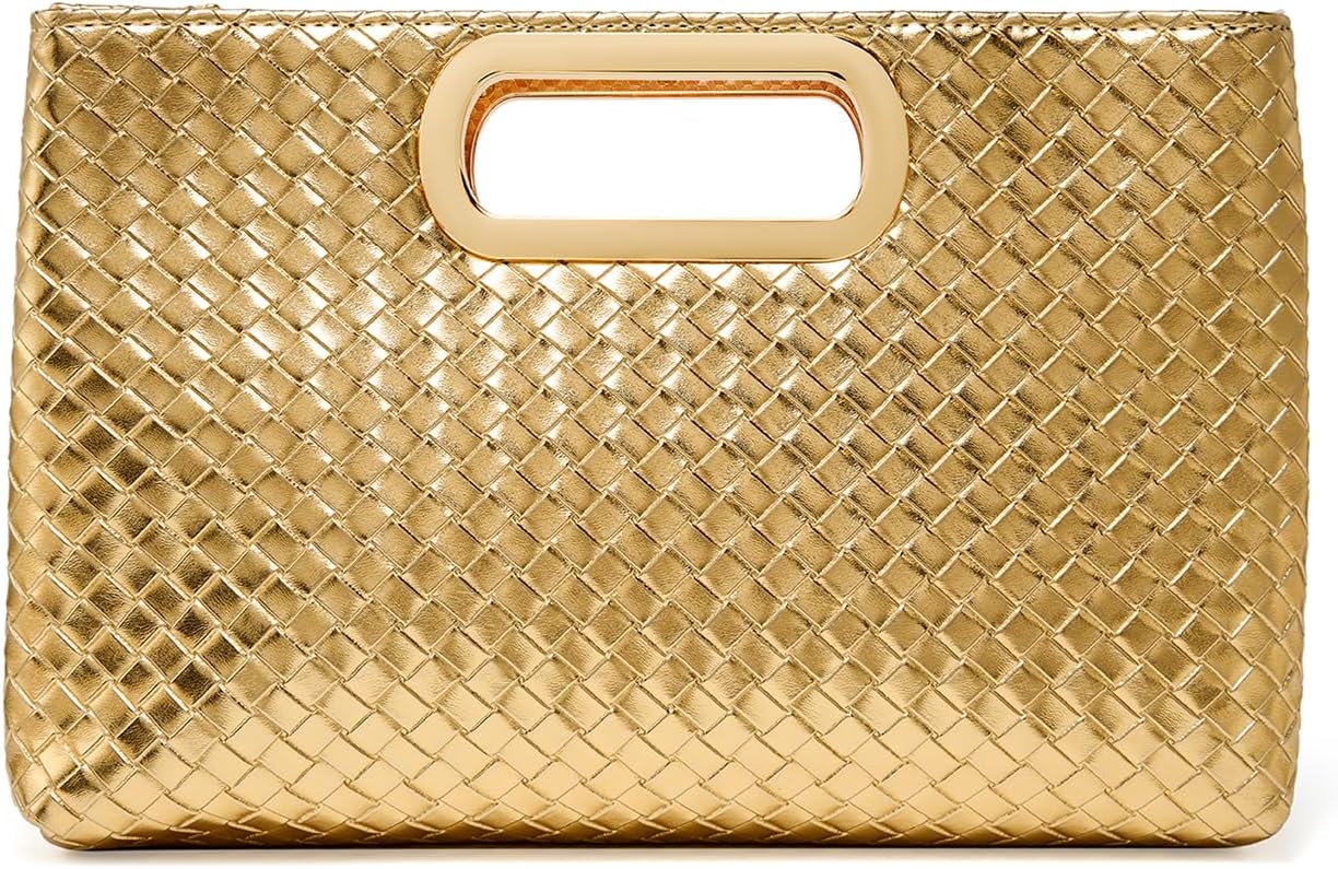 Women's Woven Evening Bag Casual Leather Shoulder Handbag Fashion Clutch Purse