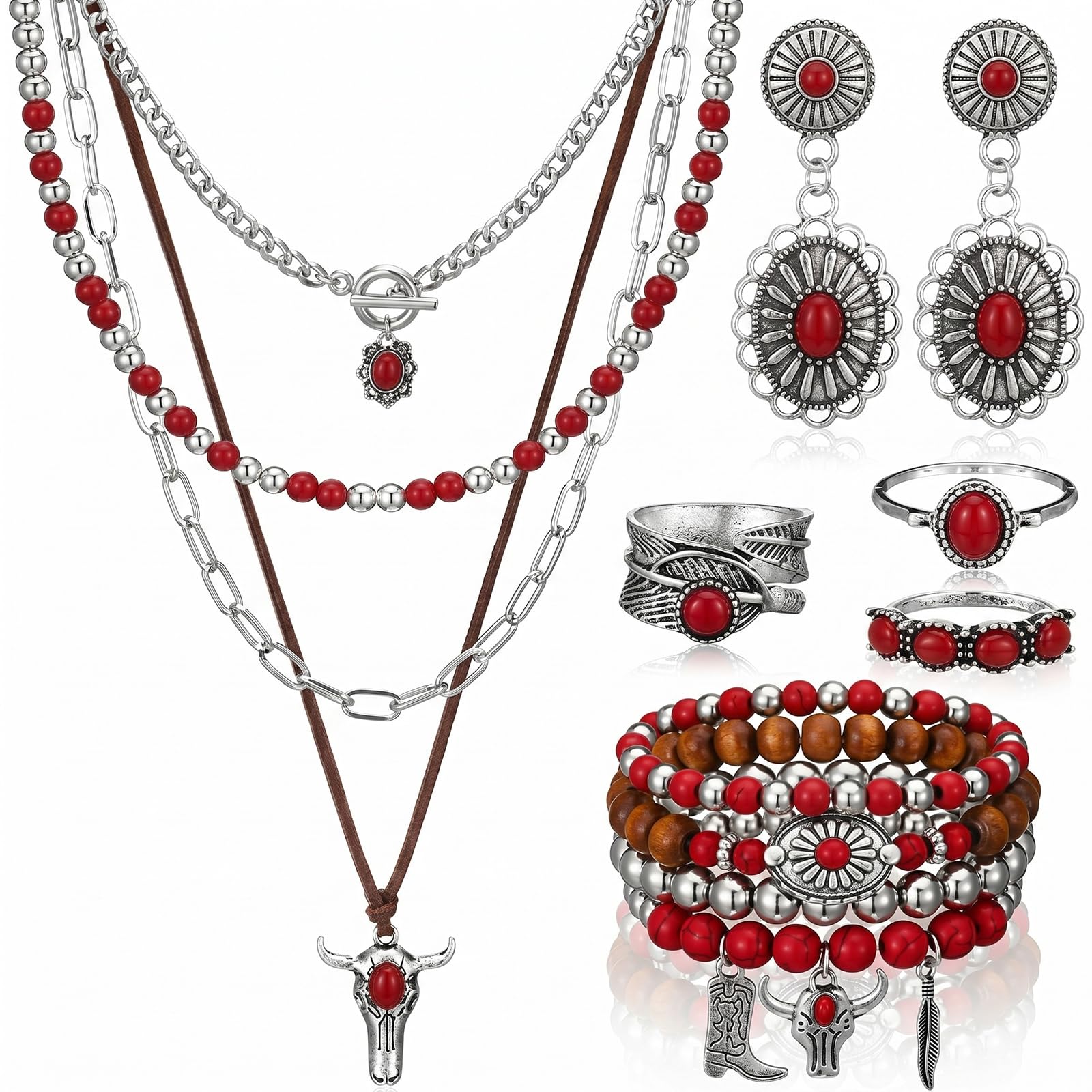 Ecally Western Turquoise Jewelry Set for Women