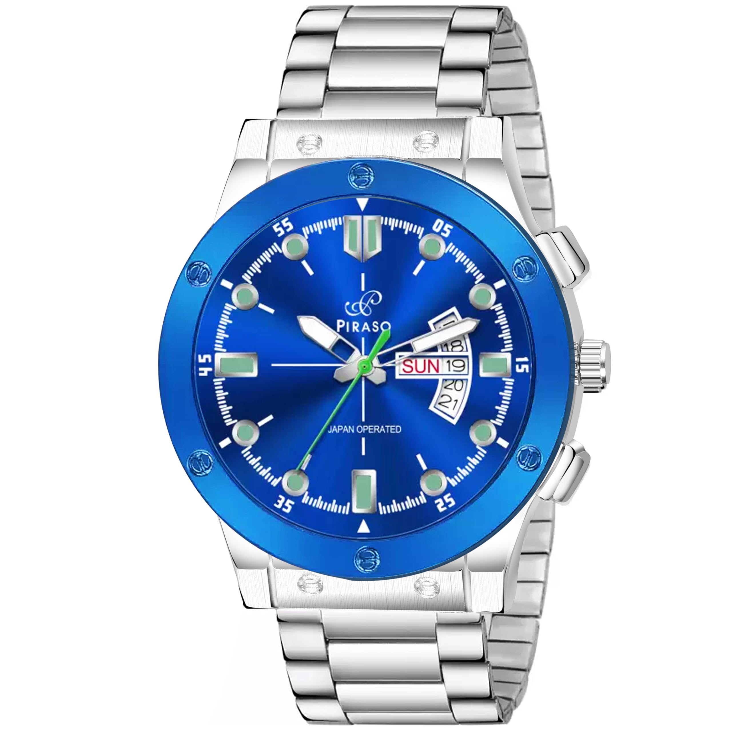 PIRASO New Look Blue Dial and Silver Chain Watch for Men Analog Watch (B0CQRPBBNP) Amazon Price History, Amazon Price Tracker