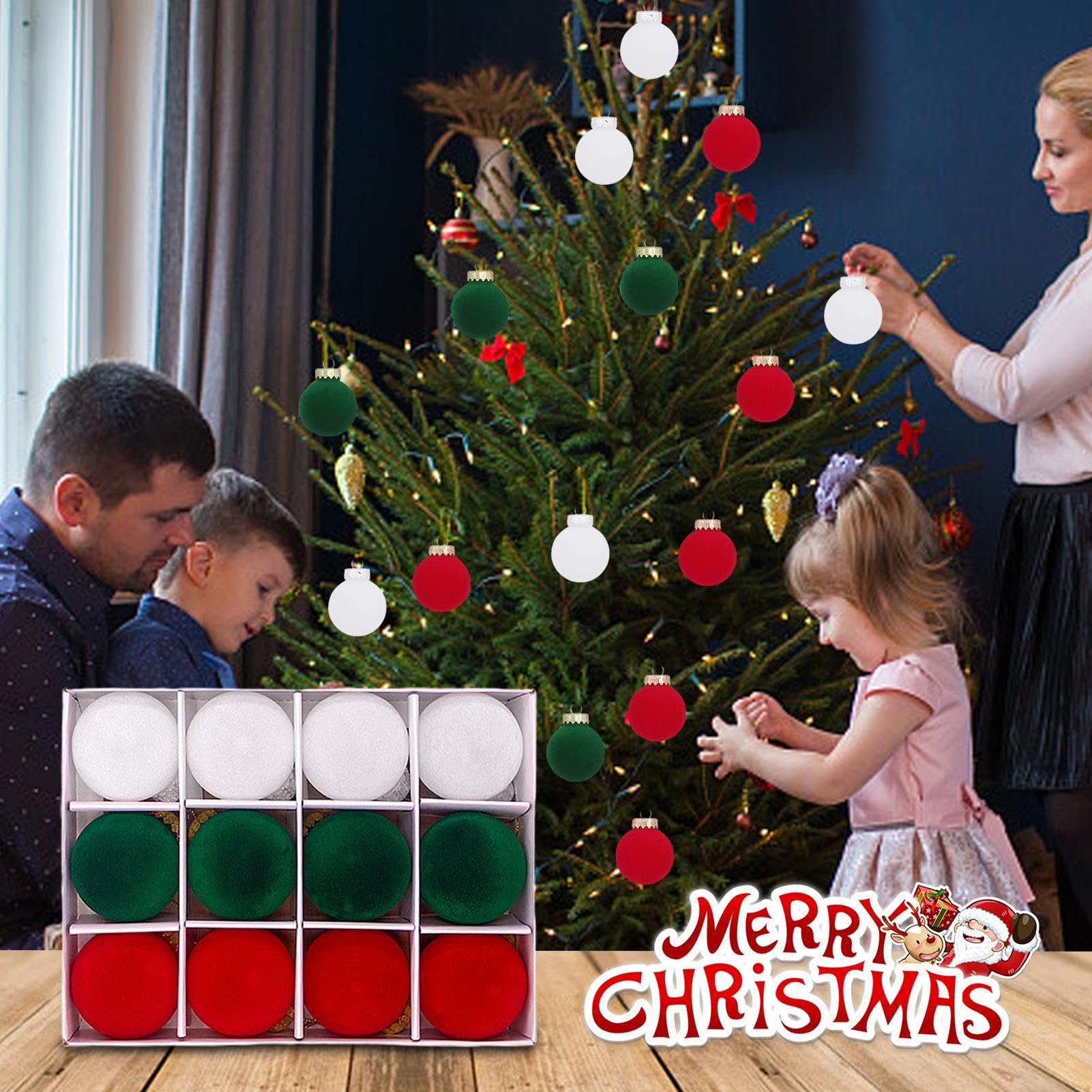 12 Palline Di Natale In Velluto Floccato, 6 Cm, Dipinte A Mano, Con Decorazioni A Perline, Colori Assortiti (rosso, Verde, Cachi, Crema)