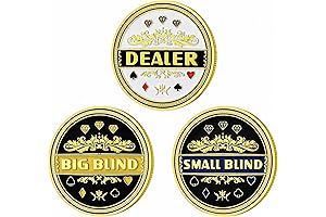 Poker Position Marker Coin Set: Dealer Button, Small Blind, Big Blind