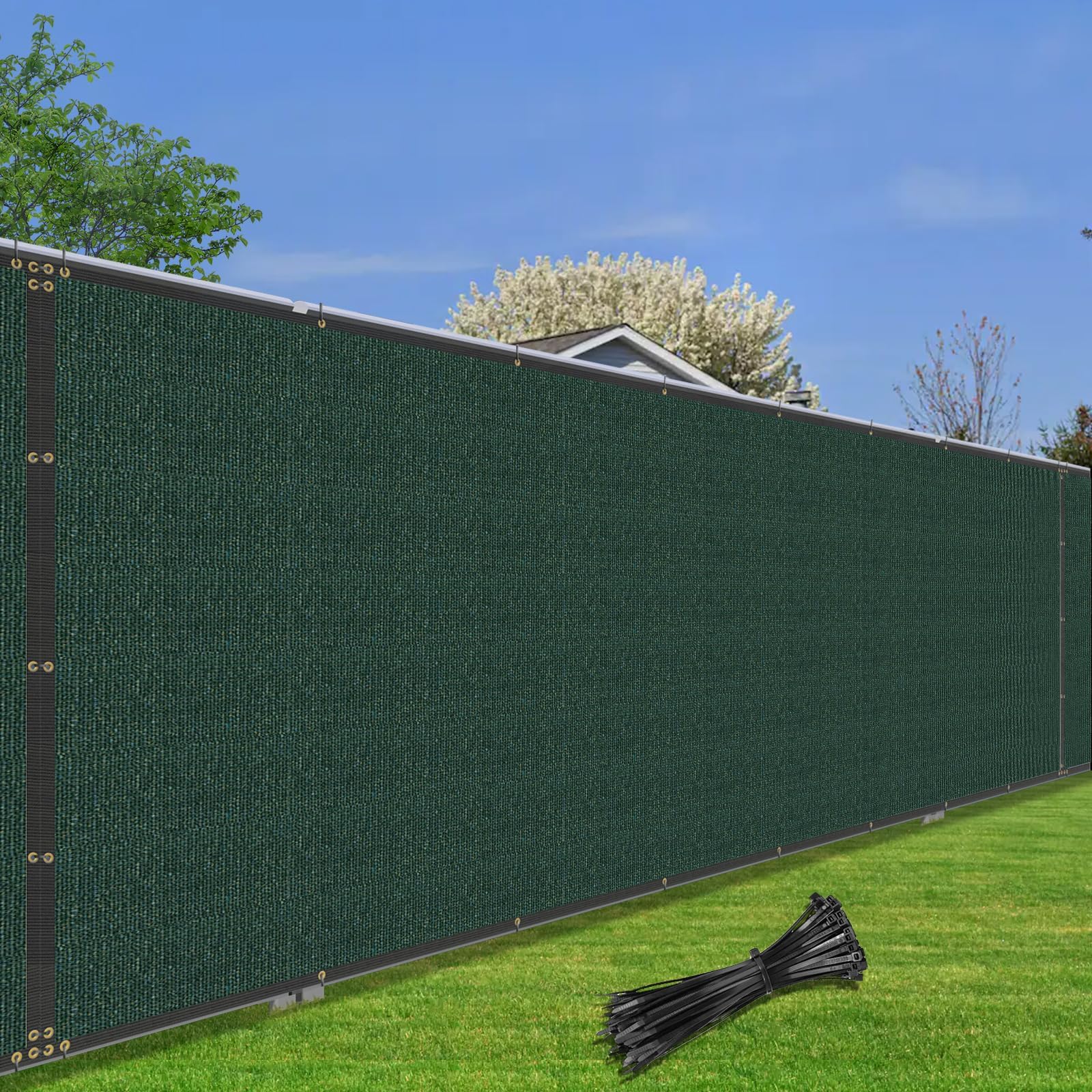 Coarbor 5' x 25' Privacy Fence Screen with Brass Grommets Heavy Duty 150 GSM Fence Screen for Outdoor Garden Back Yard Patio and Deck, Green