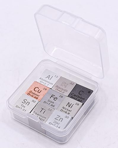 Miniatura 5 de Juego de 9 cubos de elementos de 0.39 pulgadas y 0.394 in, densidad grabada hasta el 99.99% de cubos de metal puro, colección de educación