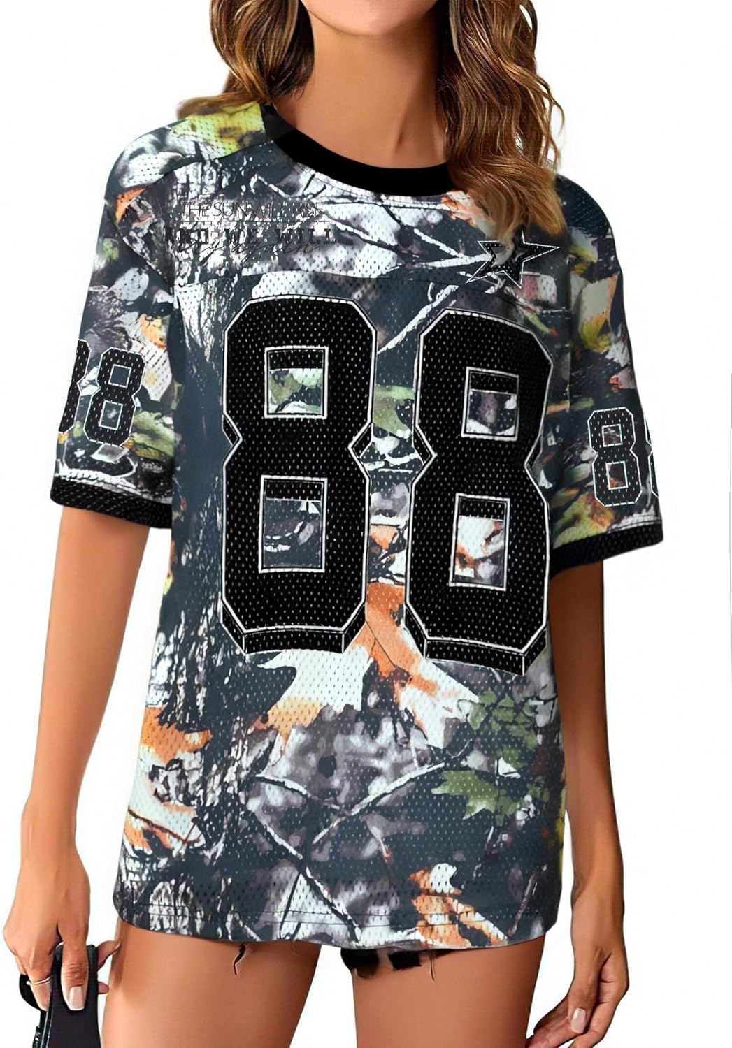 Jersey Shirts for Women Number Graphic Oversized Tee Shirt Y2k Tshirts Crewneck Casual Streetwear Tees - Image 2