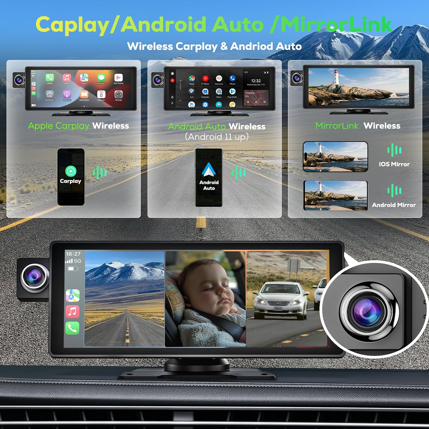 Wireless CarPlay, Android Auto, and MirrorLink functionality