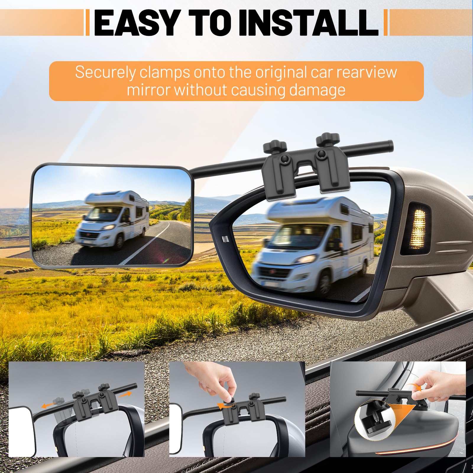 Specchi Supplementari Caravan 2 pezzi Specchietti per Roulotte Estensione Rimorchio Auto Motorhome