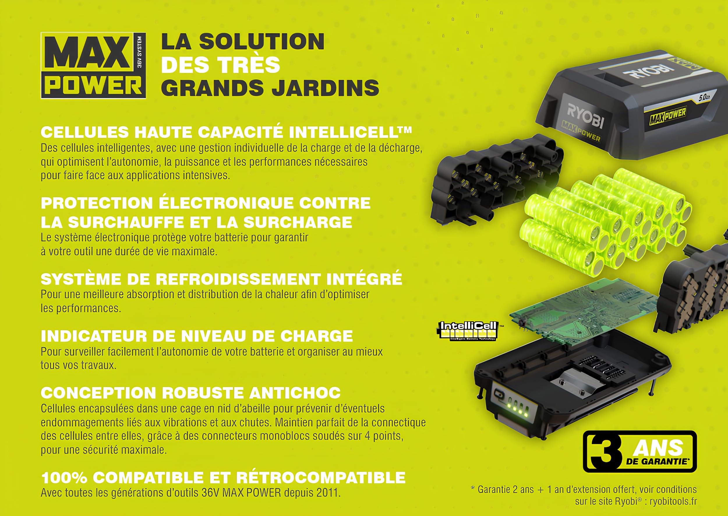 RYOBI Chargeur Double Port 36V Max Power RY36C2PA – Recharge Simultanée de 2 Batteries, Chargeur Rapide Lithium+, Toutes Batteries 36V Max Power pour Tondeuse, Souffleur, Tronçonneuse et Jardin