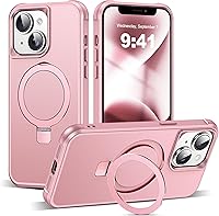 Vista 21 de Funda de grado militar compatible con iPhone 14 Plus de 6.7 pulgadas, con soporte magnético invisible tipo anillo, compatible con MagSafe y gran