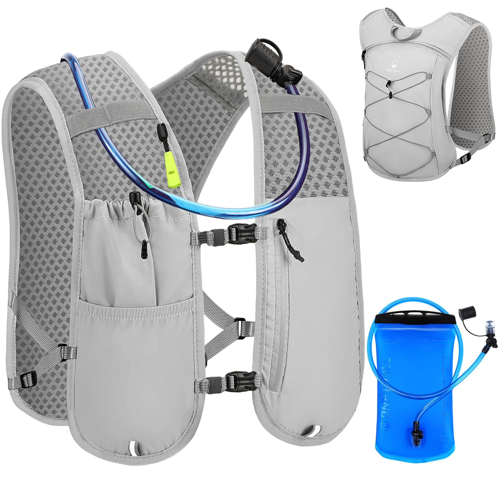 ONETOALL Running Vest Women, Lightweight Hydration Vest Mens, Breathable Running Backpack Gifts for Trail Running, Marathon, Cycling, Hiking, Skiing