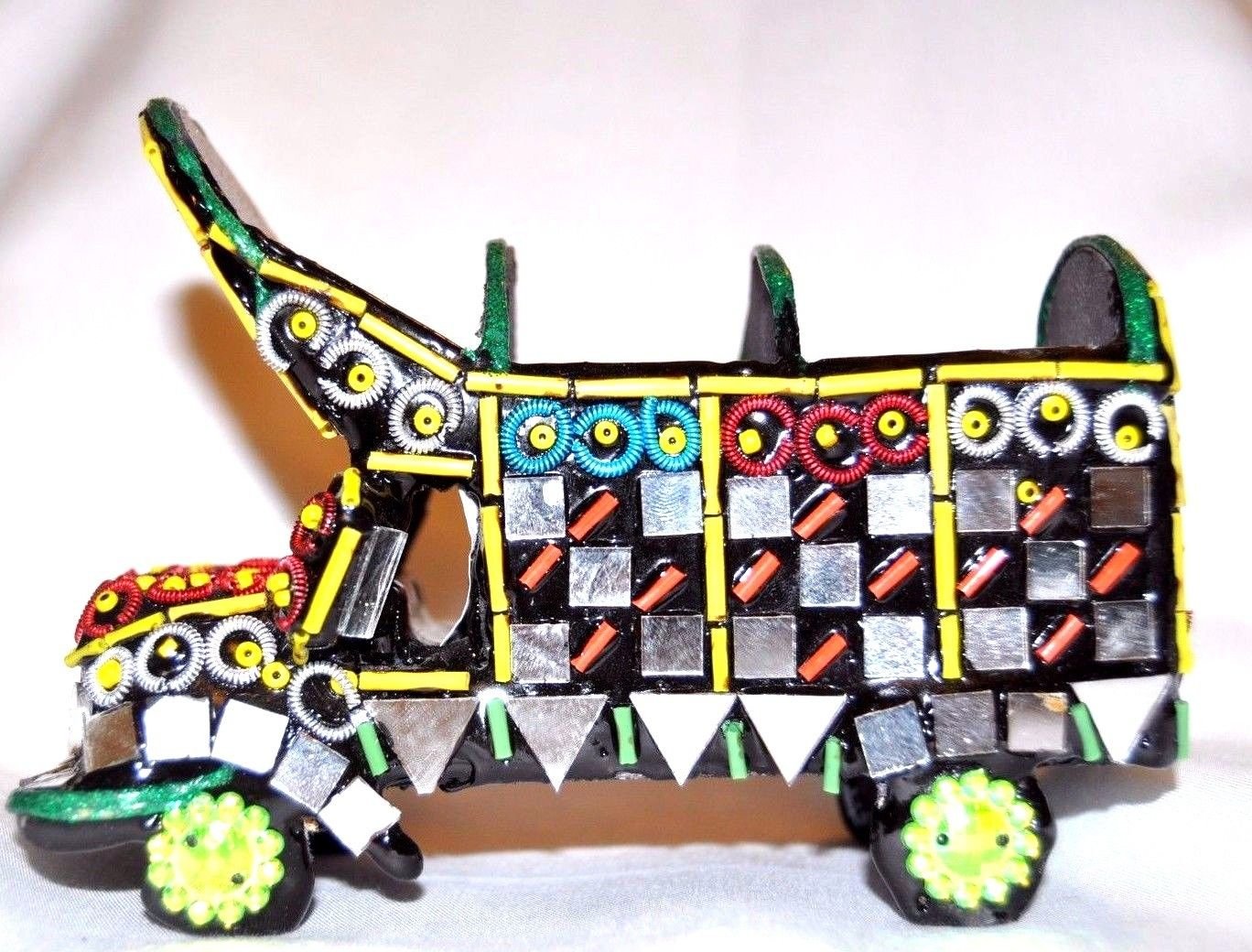 Decorative Miniature Truck Mirror Beads Collectible Handmade Pakistan Art (4 inch)