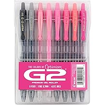 Pilot, G2 Premium Gel Roller Pens, G2 Boost Pink Pack, The Colors of Optimism, 8 Pack Pouch, Fine Point 0.7 mm, Assorted