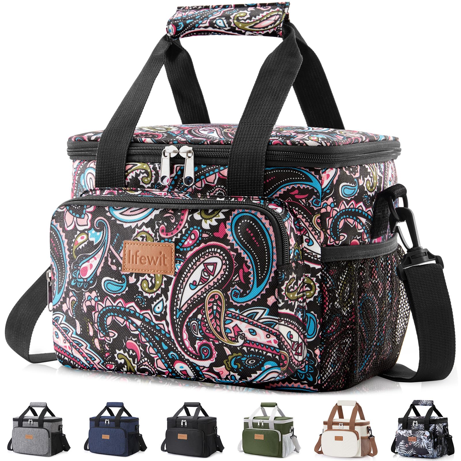 Lifewit Medium Lunch Bag Insulated Lunch Box Soft Cooler Cooling Tote for Adult Men Women, Paisley 12-Can (9L)