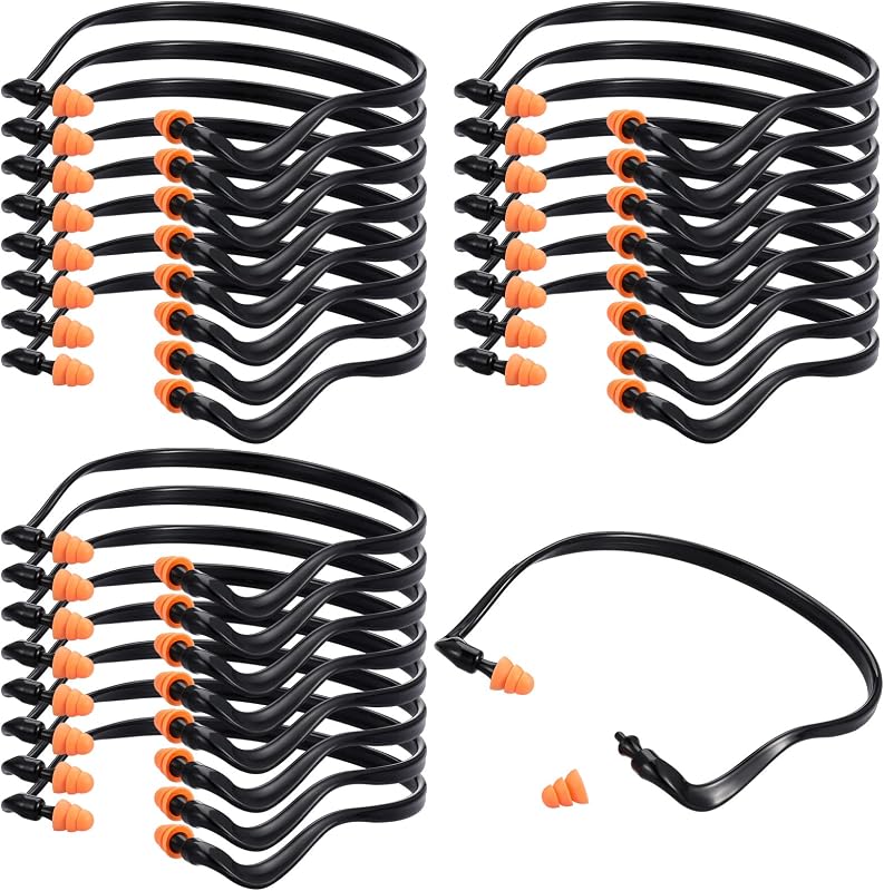 24 Pcs Banded Ear Plugs for Shooting Range Silicone Reusable Ear Protection Plugs Noise Cancelling Lightweight Earplug for Hearing Protection Sleeping Work Construction Concerts Reduction