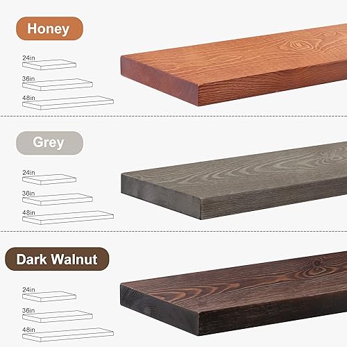 Miniatura 7 de Axeman Estantes flotantes para pared, estantes flotantes de madera de 24 pulgadas, juego de 2, estantes flotantes rústicos de 24 pulgadas de ancho x