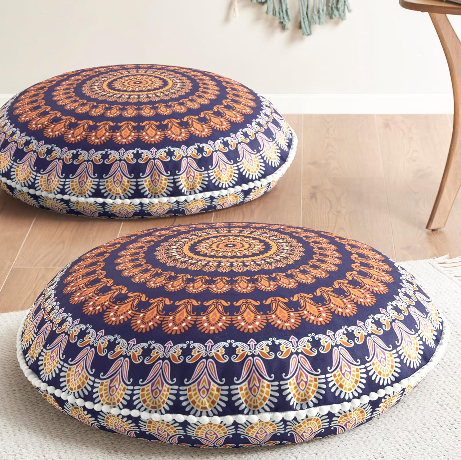 Codi Meditation Floor Pillows Set of 2, Round Large Pillow