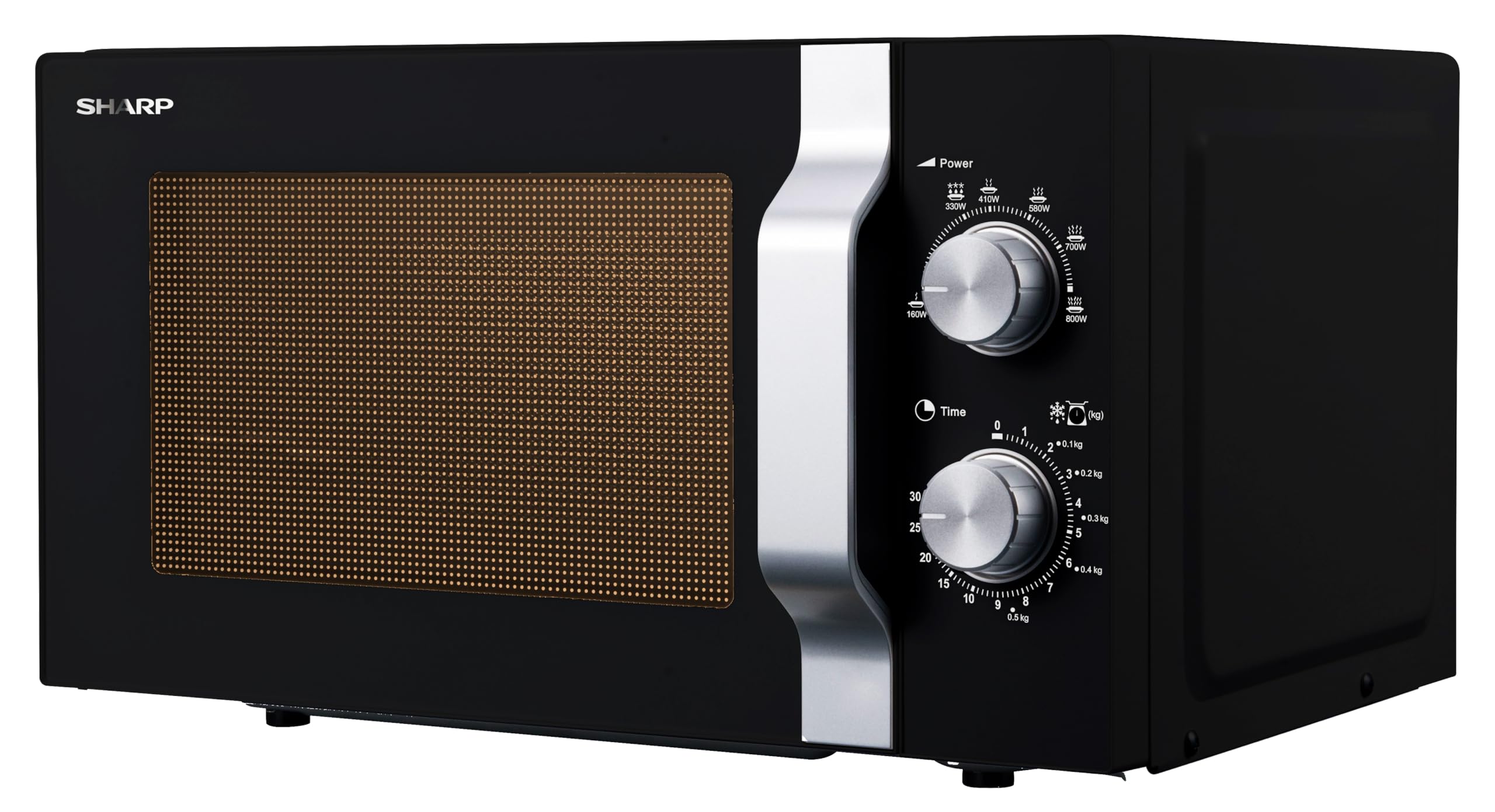 Sharp R204BA Solo-Mikrowelle,20 L,800 W,6 Leistungsstufen,Timer von 30 Minuten bis 00 Sekunden,Schwarz