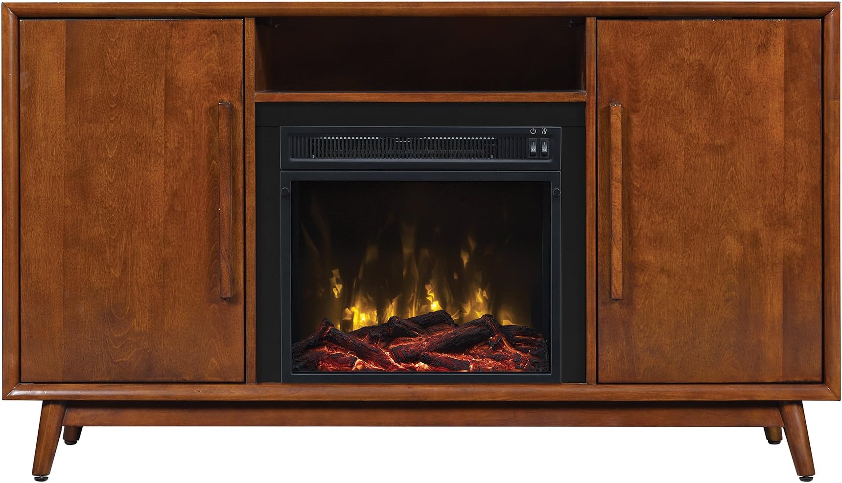 Pamari Rivara TV Stand with Electric Fireplace for TVs up to 60", Mahogany Cherry