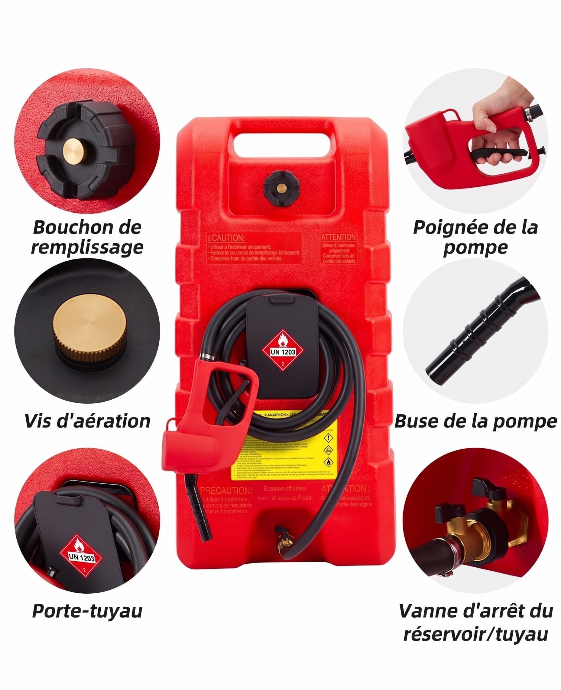Garvee Réservoir Carburant 57L sur Roues avec Pompe Manuelle