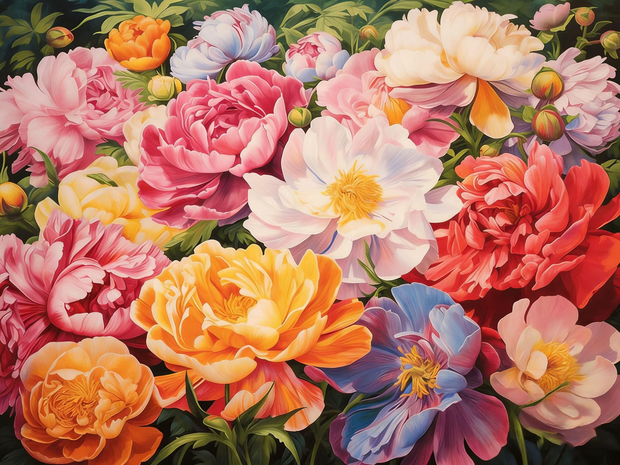 Huimanhe Flowers Adults Paint by Number Kits,Peony Painting by Number Kits on Canvas,Large Color by Numbers Adult Watercolor Gifts for Friends Wall Decor