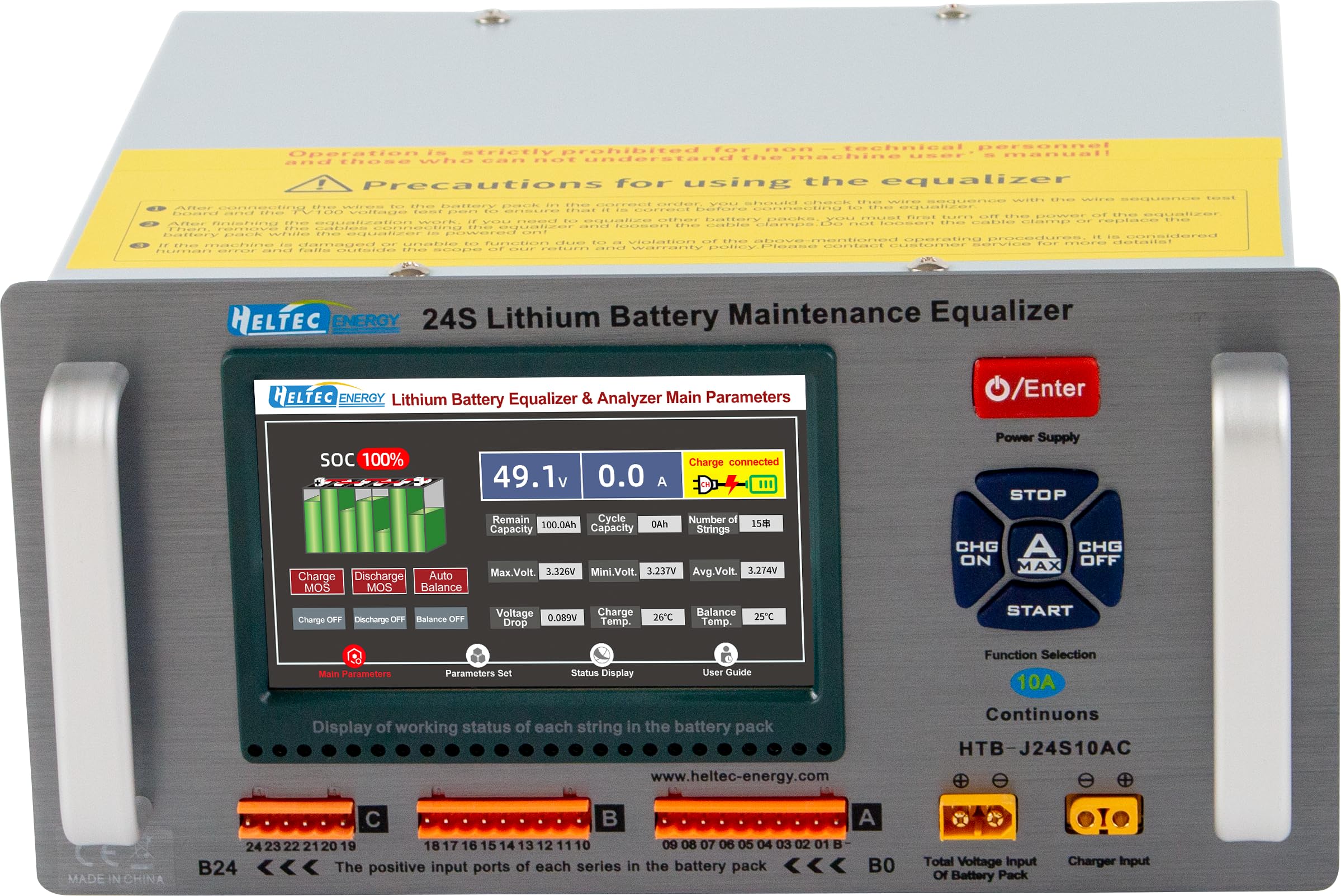 Heltec 24S15A Balanser Baterii Litowych Automatyczny Balanser do Li-ion/LiFePO4/LTO, Konserwacja Pakietów Baterii EV/Solar/ESS/Tools (10A, 275 * 242 * 140mm)