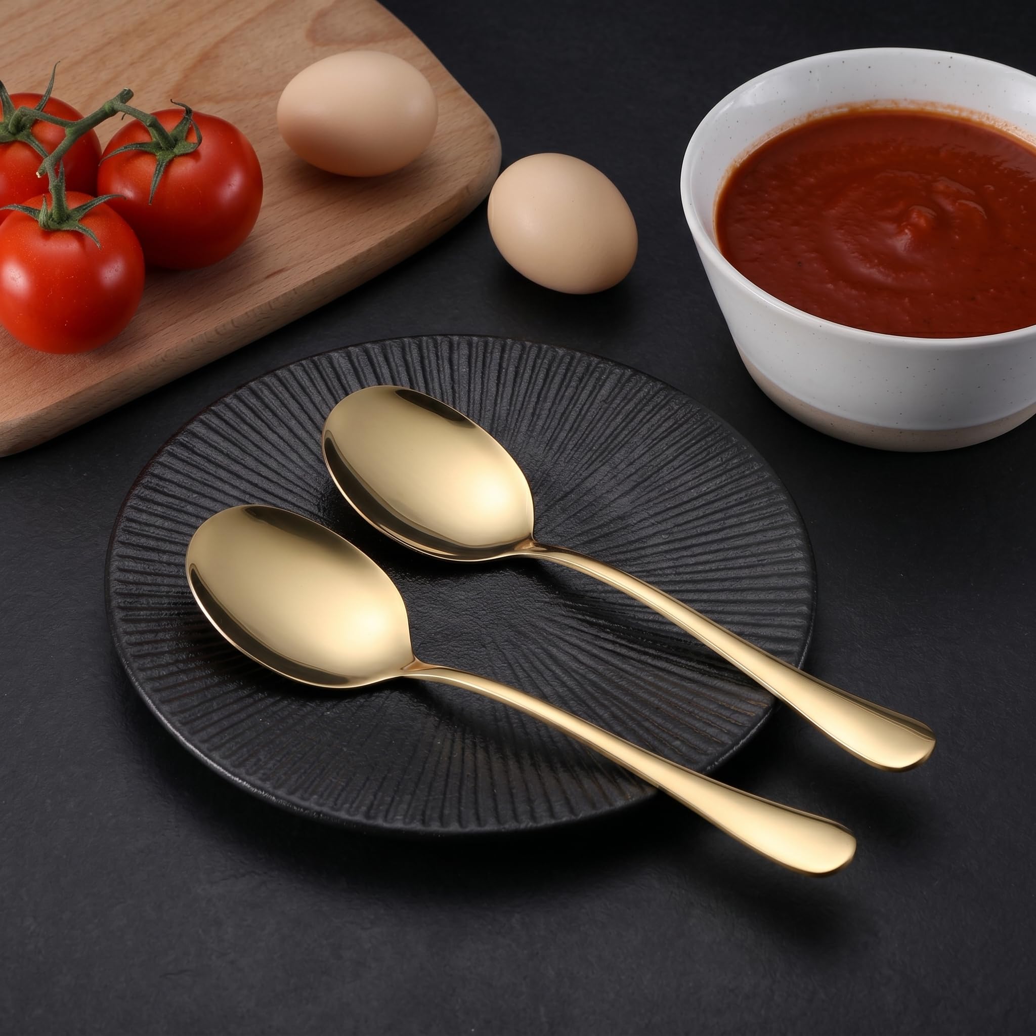 Gold Stainless Steel Serving Spoons - 6 Pack -4 Gold Stainless Steel Serving Spoons - 6 Pack -4