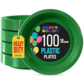 Exquisite Party Solids Emerald Green Plastic Plates For Party 10 Emerald Green Disposable Plates Heavy Duty 100 Pcs Plastic Dinnerware Sets Heavy Duty 350 GSM Disposable Dinnerware Set