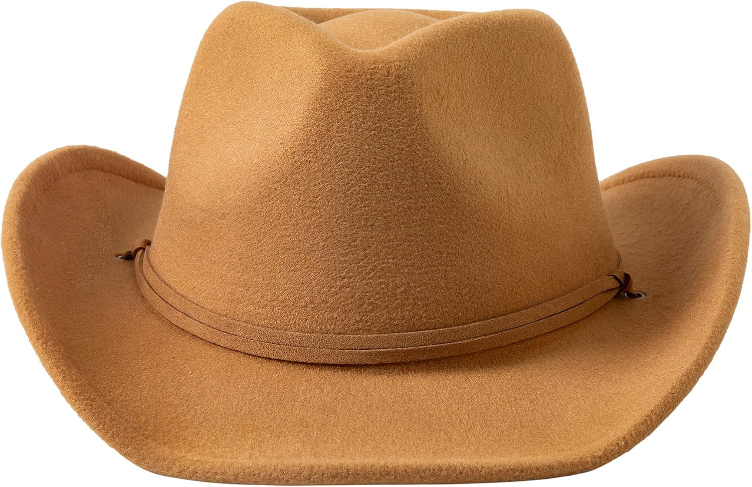 Jastore Kids Girls Boys Wide Brim Western Cowboy Cowgirl Hat with Wind Lanyard Felt Fedora Hat - Image 3