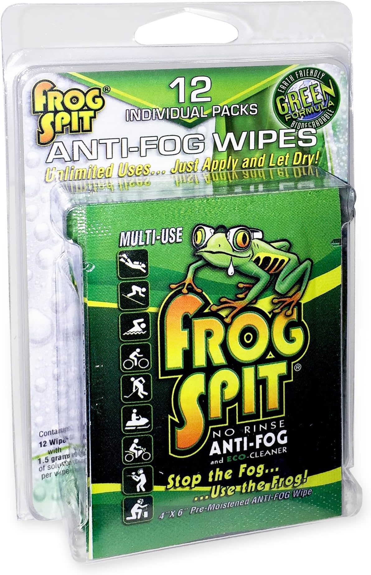 Frog Spit Pre-Moistened Anti-Fog Wipes - 12 Pack