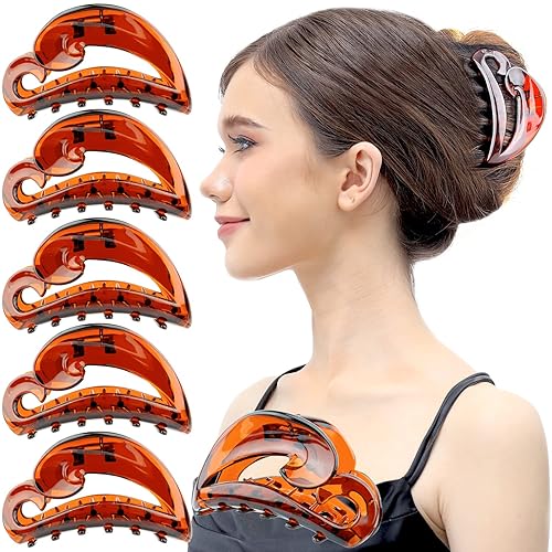 RC ROCHE ORNAMENT 6 pinzas para el cabello para mujer, pinza de mandíbula francesa, dientes entrelazados, agarre fuerte, agarre antideslizante,