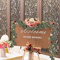 Vista 6 de CEWOR 5 guirnaldas de eucalipto artificiales de 5.5 pies, guirnalda de eucalipto de plata falsa, guirnalda de vides, camino de mesa para arco