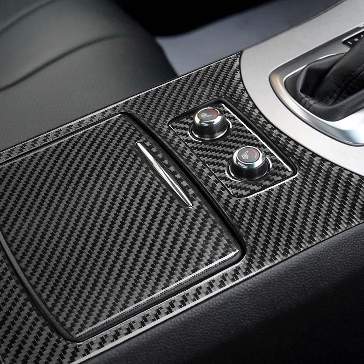Center Console Gear Shift Panel Carbon Fiber Cover Sticker Kit 2Pcs for Infiniti G37 2008-2013 G35 2007-08 G25 2011 2012 Q60 2014 2015 Style B