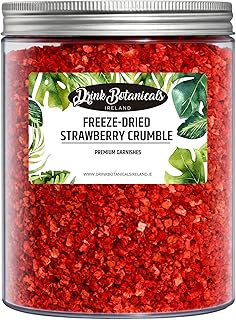 Freeze Dried Strawberry Crumble Grit | 100% Natural & Edible | 1000+ Pieces | For Baking, Garnishing, Cakes, Desserts, Cocktails | Dried Strawberry Pieces | 150G, 5.64 Oz | Drink Botanicals Ireland