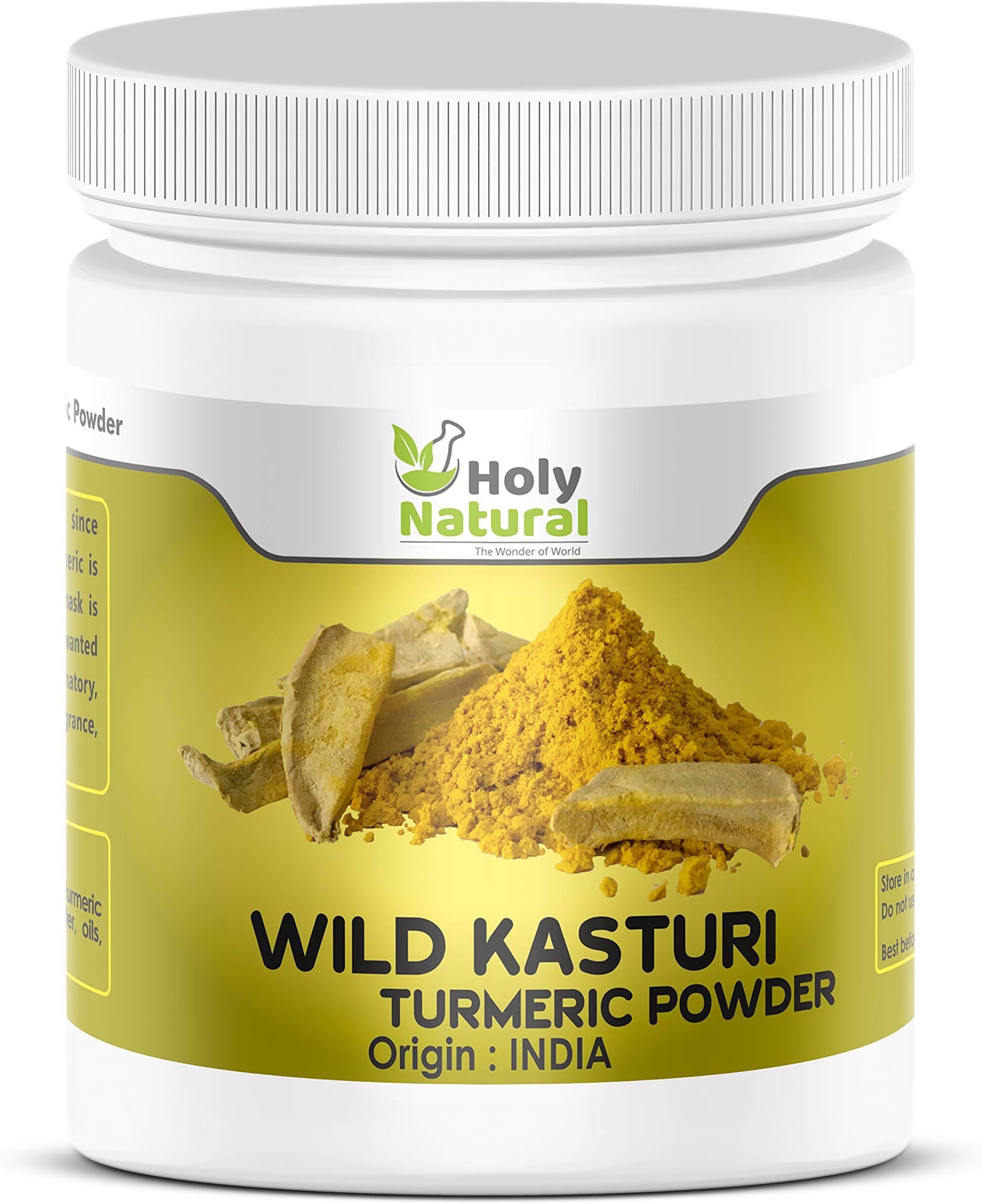 Holy Natural Wild Kasturi Turmeric Powder 100gm | Kasturi Manjal, Jangli Haldi, Curcuma Aromatica Powder | For face and skin | For Glowing Skin, Reduces acne & Facial hair