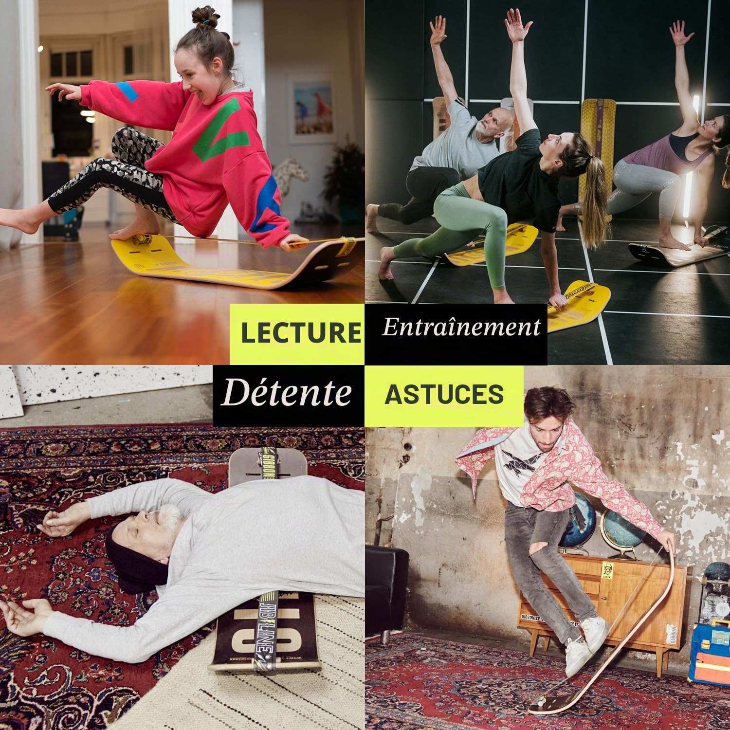 GIBBON Kit de giboard - Active White/Black | Planche d'équilibre innovante | Entraînement interactif avec application | Pour la maison et les déplacements | Idéal pour les figures et les entraînements