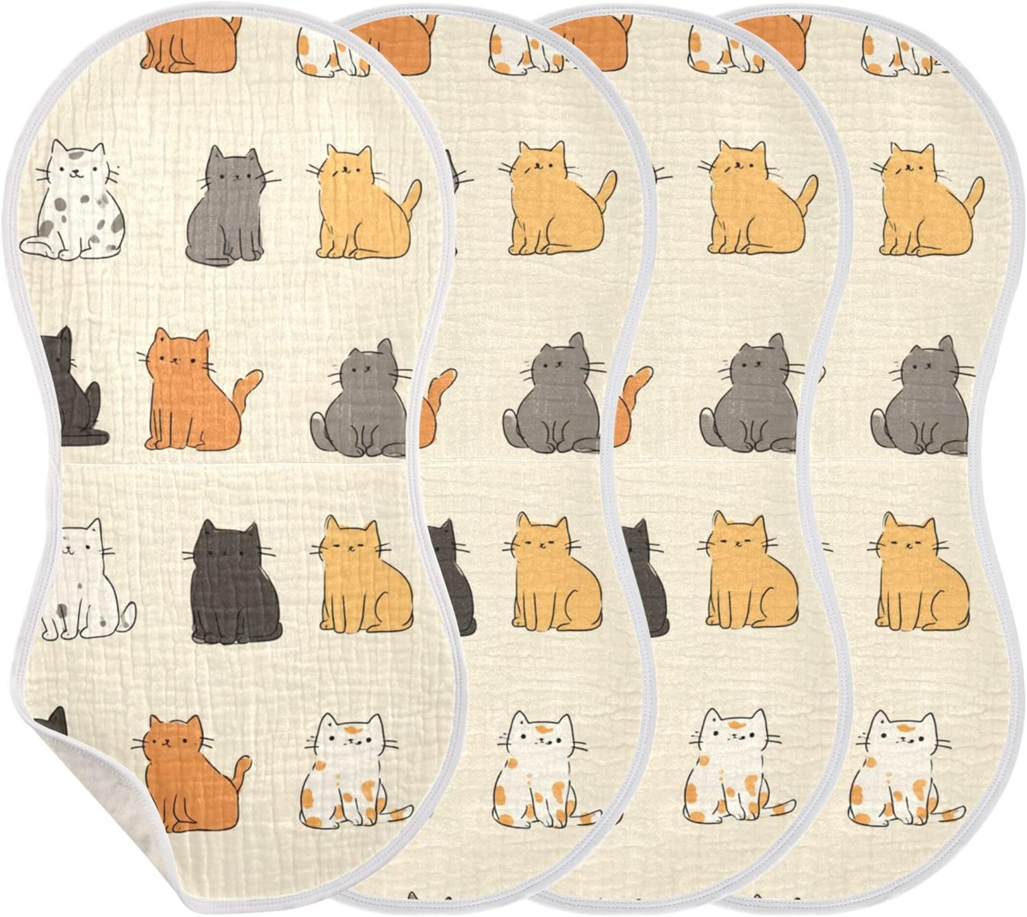 Cute Cats Vintage Burp Cloths Baby Boys Girls Absorbent Soft Cotton Burping Cloths Rags 4 Pack