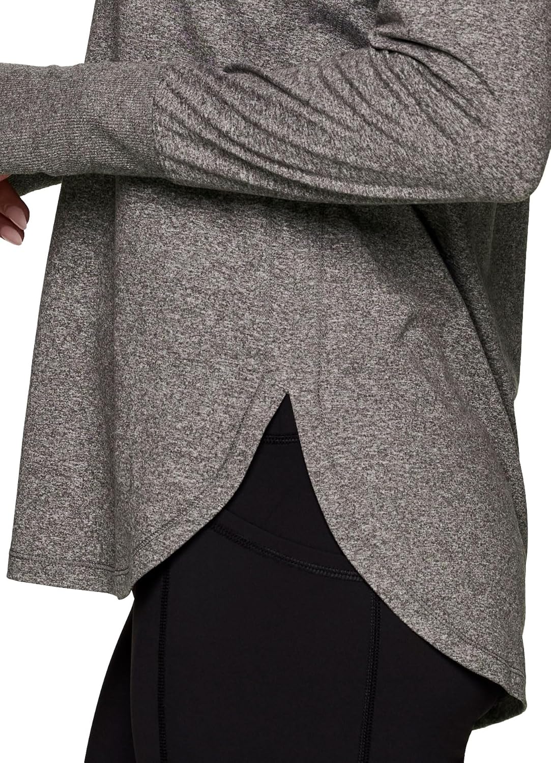 RBX Activewear Women's Yoga Tunic Top, Relaxed Fit Lightweight Buttery Soft Crewneck Long Sleeve Tee with Ribbed Trim