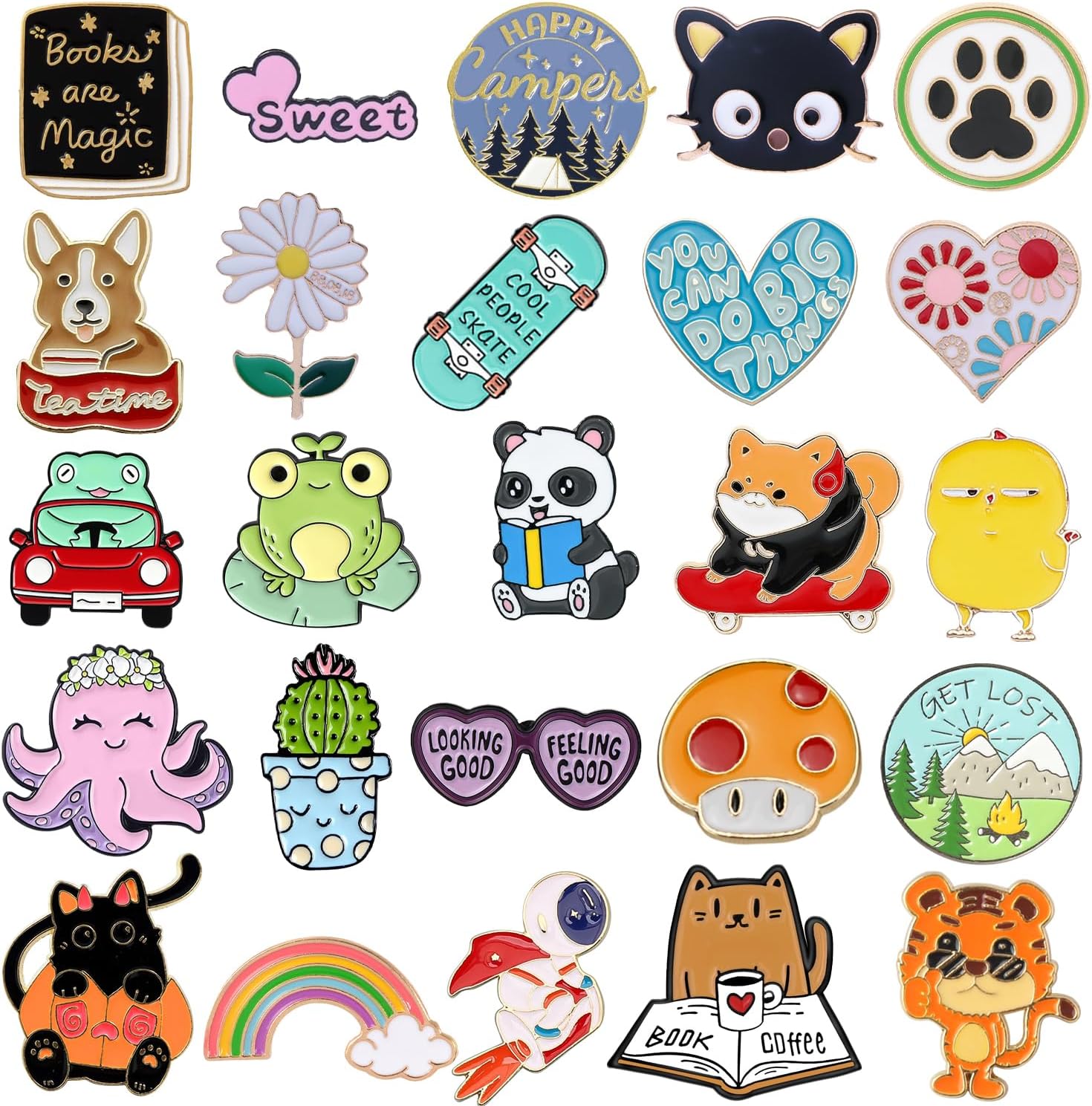 Japior 20/30/60/100 Mixed Enamel Pins for Backpacks,Pins for Sambas Brooches for Women Hat Cute Funny Button Pins Bulk Set,Cartoon Plant Aesthetic for Women Girls Cloths Decoration - Image 3