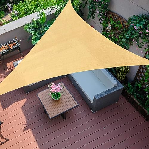 SHADE SPRING 16' x16' x16' Sand Triangle Sun Shade Sail 185GSM UV Block Canopy Awning for Patio Garden Yard