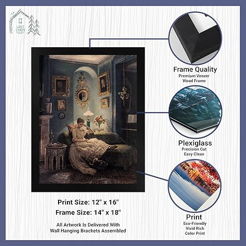 Miniatura 2 de Lost Cabin An Evening at Home 1888 de Edward Poynter  Impresión en marco plano negro  Reproducción de pintura de obras de arte finas  Póster