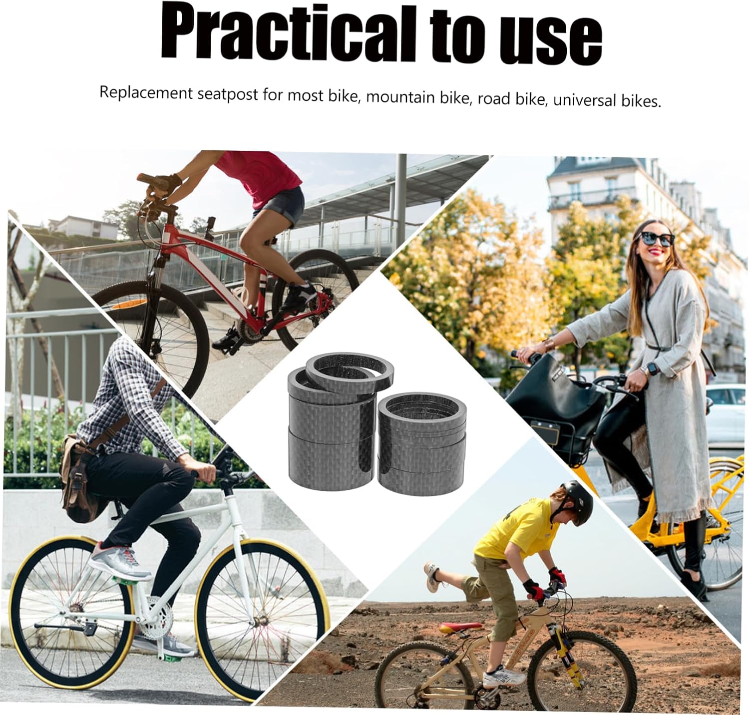 Yardwe 11pcs Carbon Fiber Bike Headset Gaskets Bike Stem Spacers Bicycle Handlebar Spacer Set Sturdy Replaceable