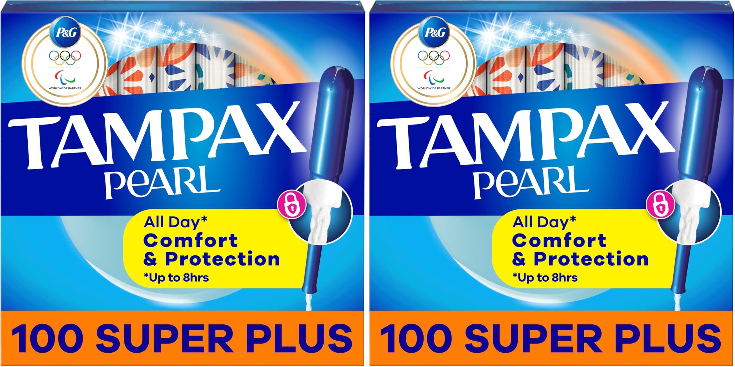 Pearl Tampons Super Plus Absorbency, with Leakguard Braid, Unscented, 50 Count (Pack of 4), 100 Count Total