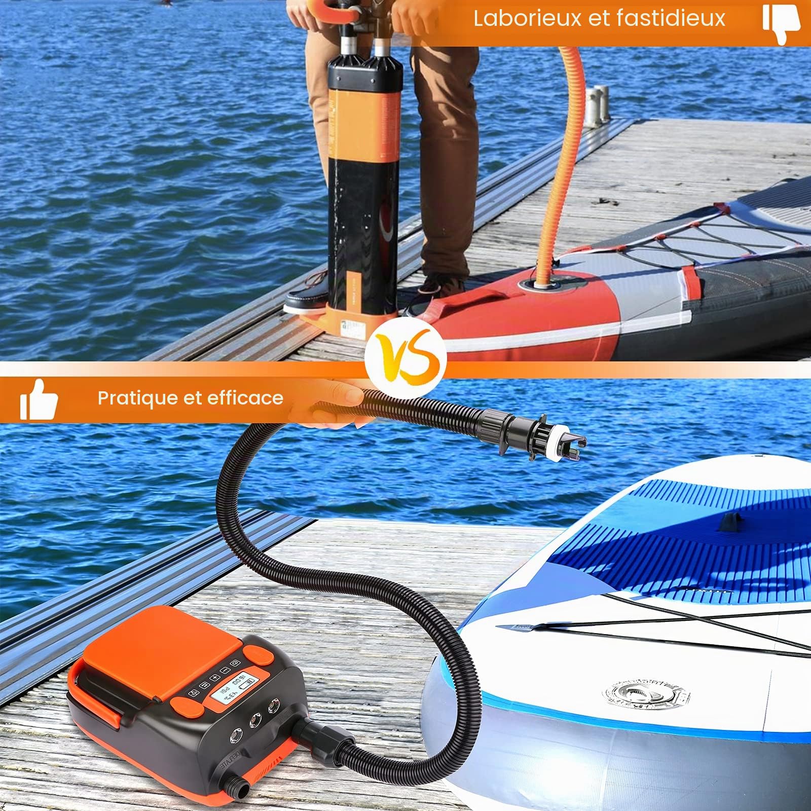 AGPTEK Pompe à air Rechargeable, Pompe à air électrique numérique pour Paddleboard Gonflable 16 PSI 12 V, portative pour Matelas pneumatiques, tentes et Bateaux gonflables