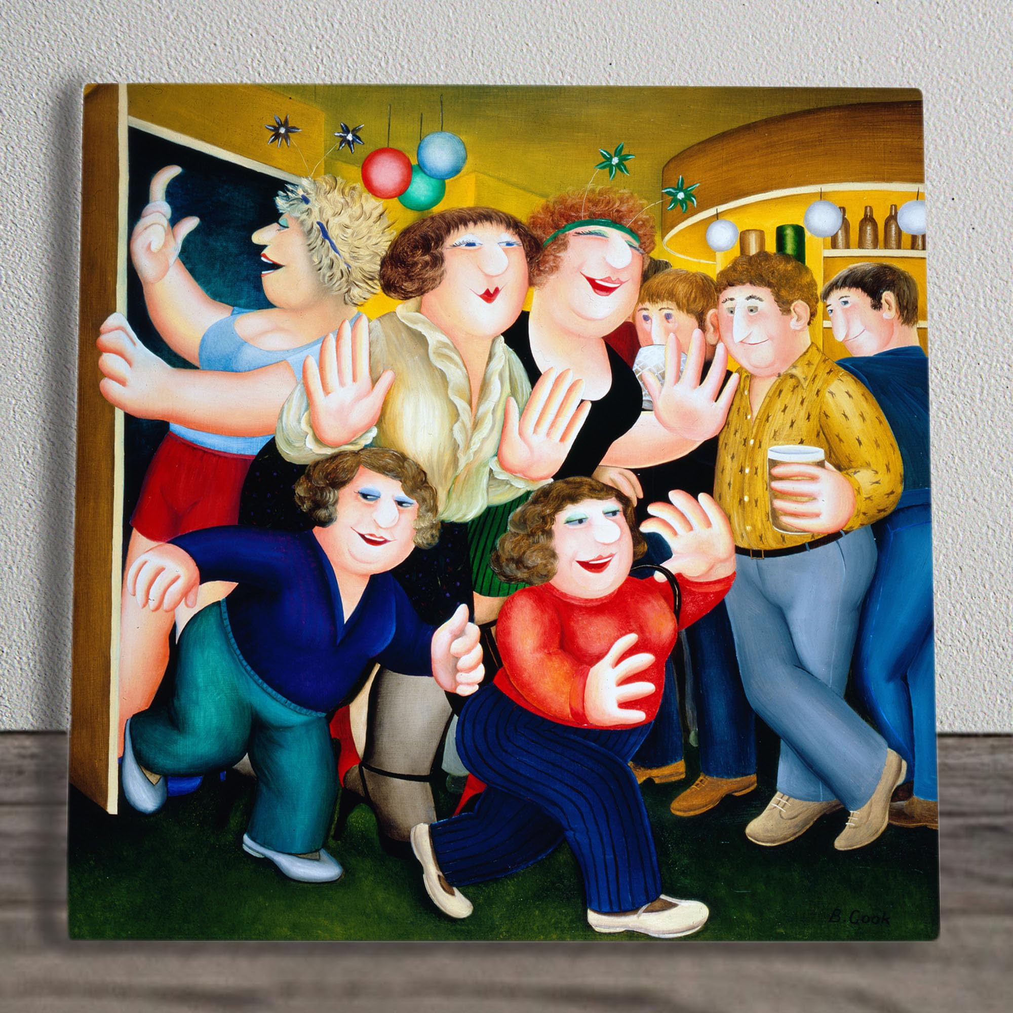 Global Designs Girls on the Town Ceramic Tile Plaque Sign Wall Art Picture By Beryl Cook UV Printed Artwork 20x20cm