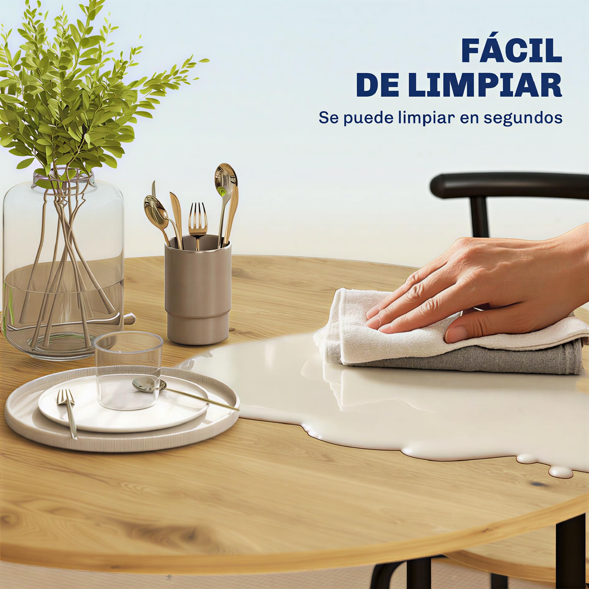 HOMCOM Juego de Mesa y Sillas de Comedor Compact 4 Sillas Ø85x76 cm Natural | Estilo Industrial, Mesa de Cocina Redonda, Marco Metálico, para Salón y Espacios Pequeños