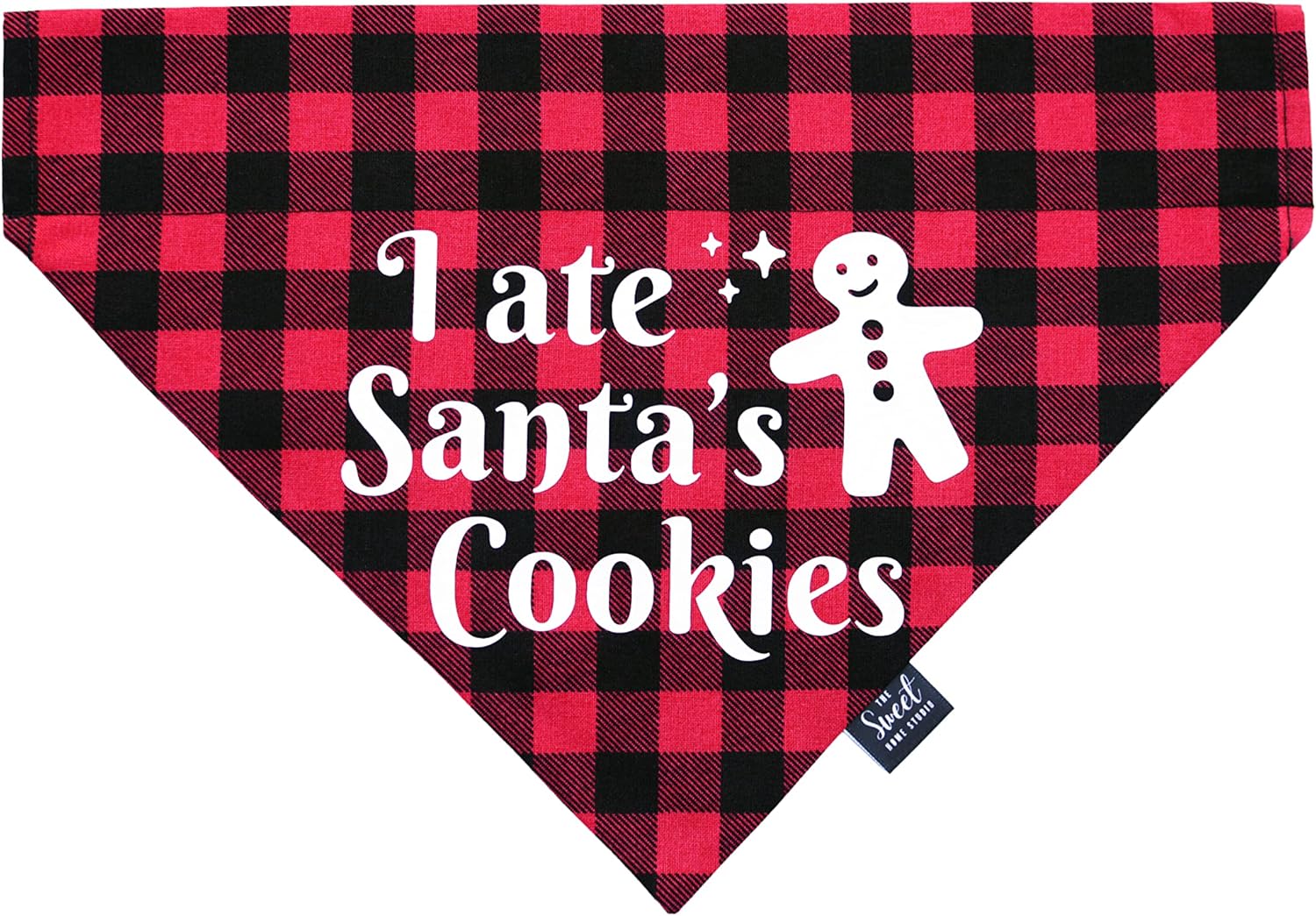 Christmas Dog Bandana Over The Collar, Slip on pet Neckerchief, red Festive Dog & cat Accessory, X-mas pet Bandana (I Ate Santa's Cookies, Large)