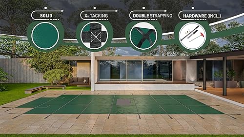 Vista 172 de WaterWarden Cubierta de seguridad sólida para alberca enterrada, cumple F1346 de la ASTM según UL, triple costura, con accesorios, 16 x 40 pies