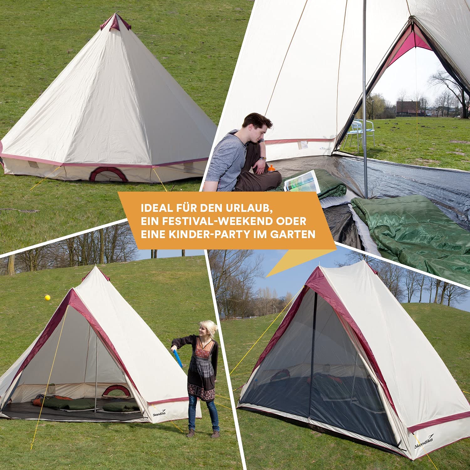 skandika Comanche Tipi Wigwan Tenda Campeggio 8 Persone Altezza 2,5 m (