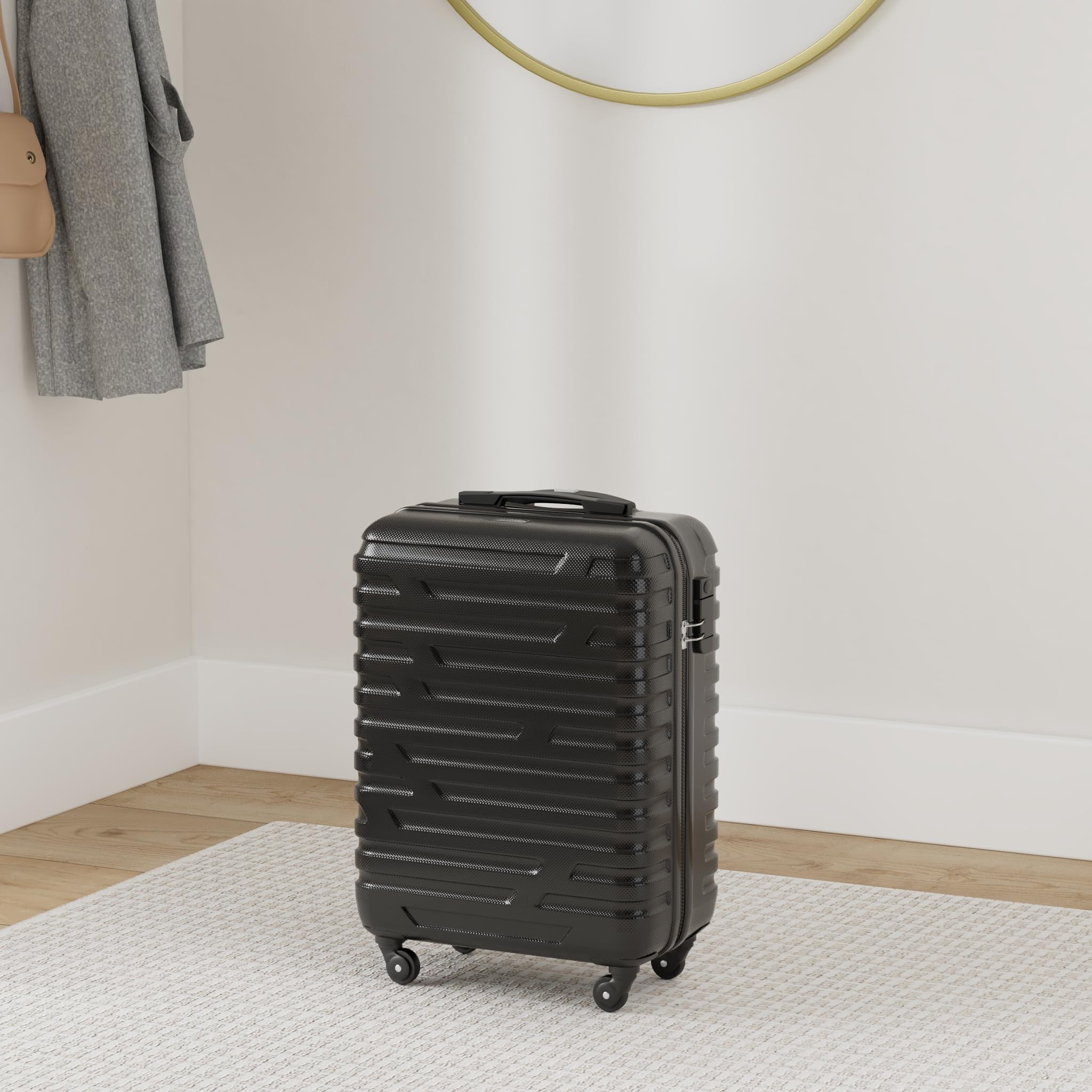 WITTCHEN A-line II Kabinengepäck Kabinenkoffer Handgepäck Rollkoffer Reisekoffer Bordkoffer Hartschale ABS Hochwertiger Stabiler Größe S Schwarz Lufthansa/Eurowings/Ryanair/Condor/Discover Airlines