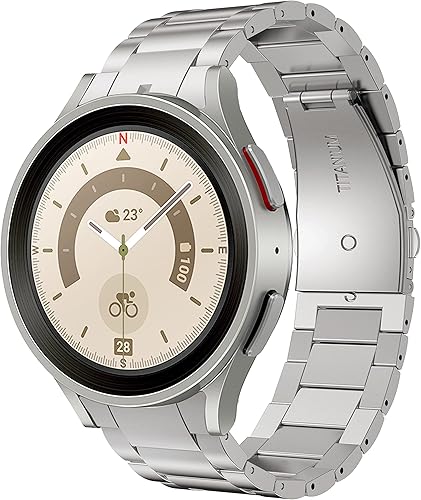 LDFAS Compatible con Samsung Galaxy Watch 5 Pro de 1.57 pulgadas4 Classic de 1.65 pulgadas, 1.65 pulgadas, correa de reloj de metal de titanio sin