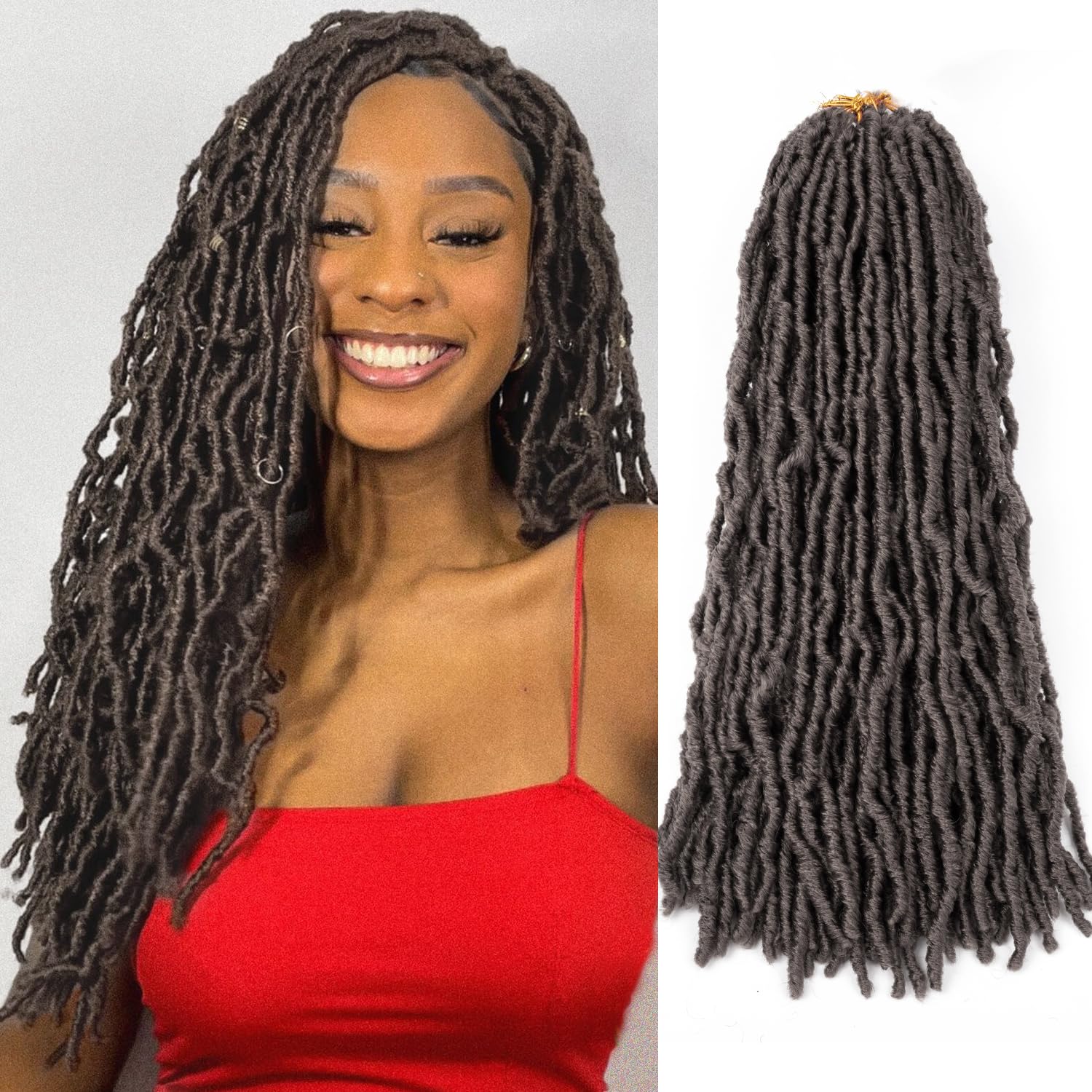 Faux Locs Crochet Hair Soft Locs 24 inch 7 Packs Pre Looped Crochet Locs Goddess Locs Crochet Hair For Black Women Braiding Hair Extensions (24 Inch (